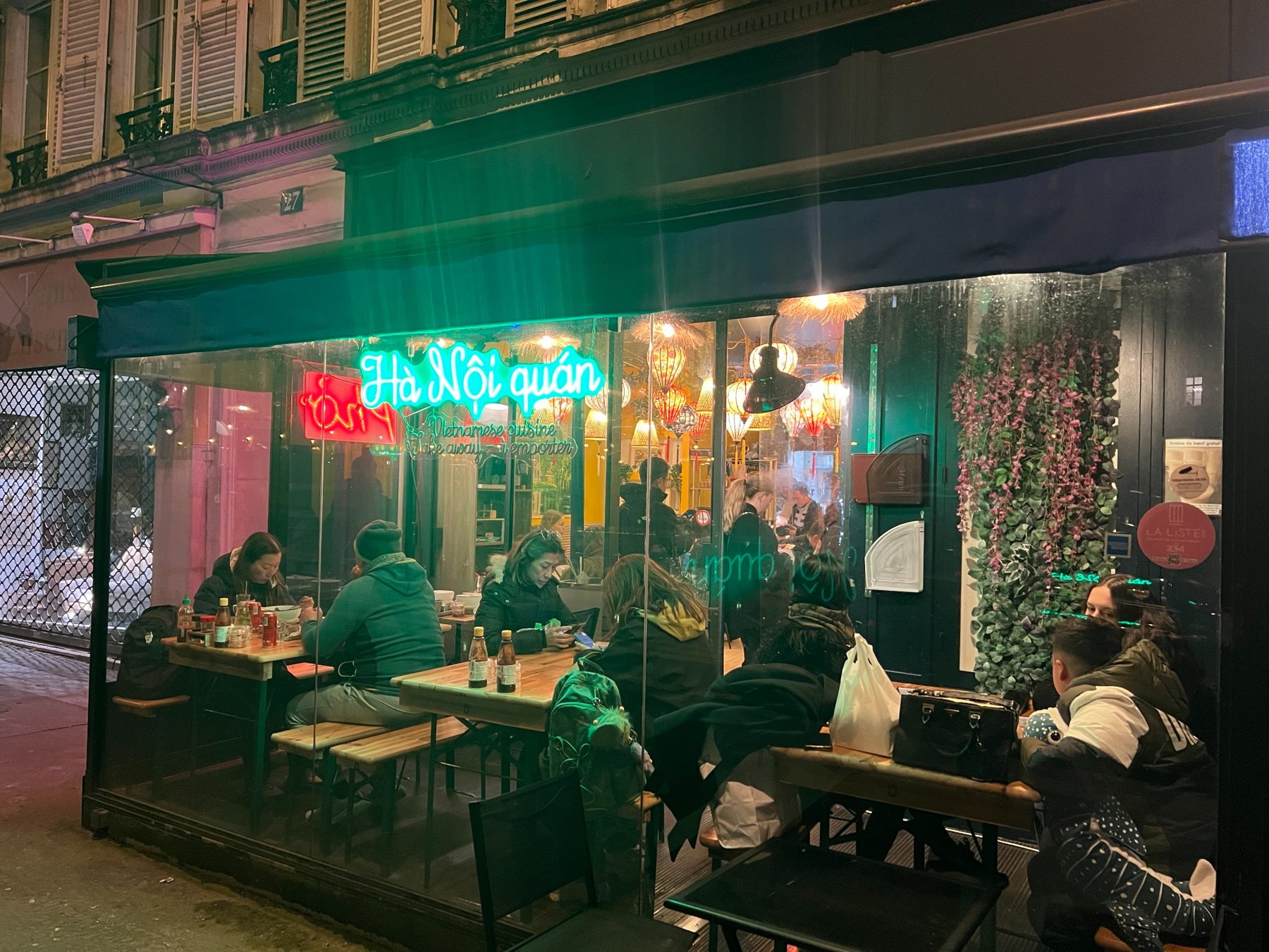 Phở Hà Nội Quán terrace at night
